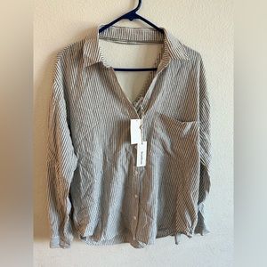 Heartloom striped long sleeve blouse with collard